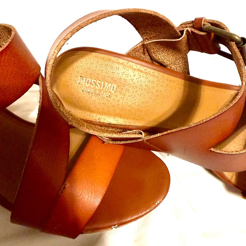 Women's Tan Wedge Sandals - Picture 2 of 3